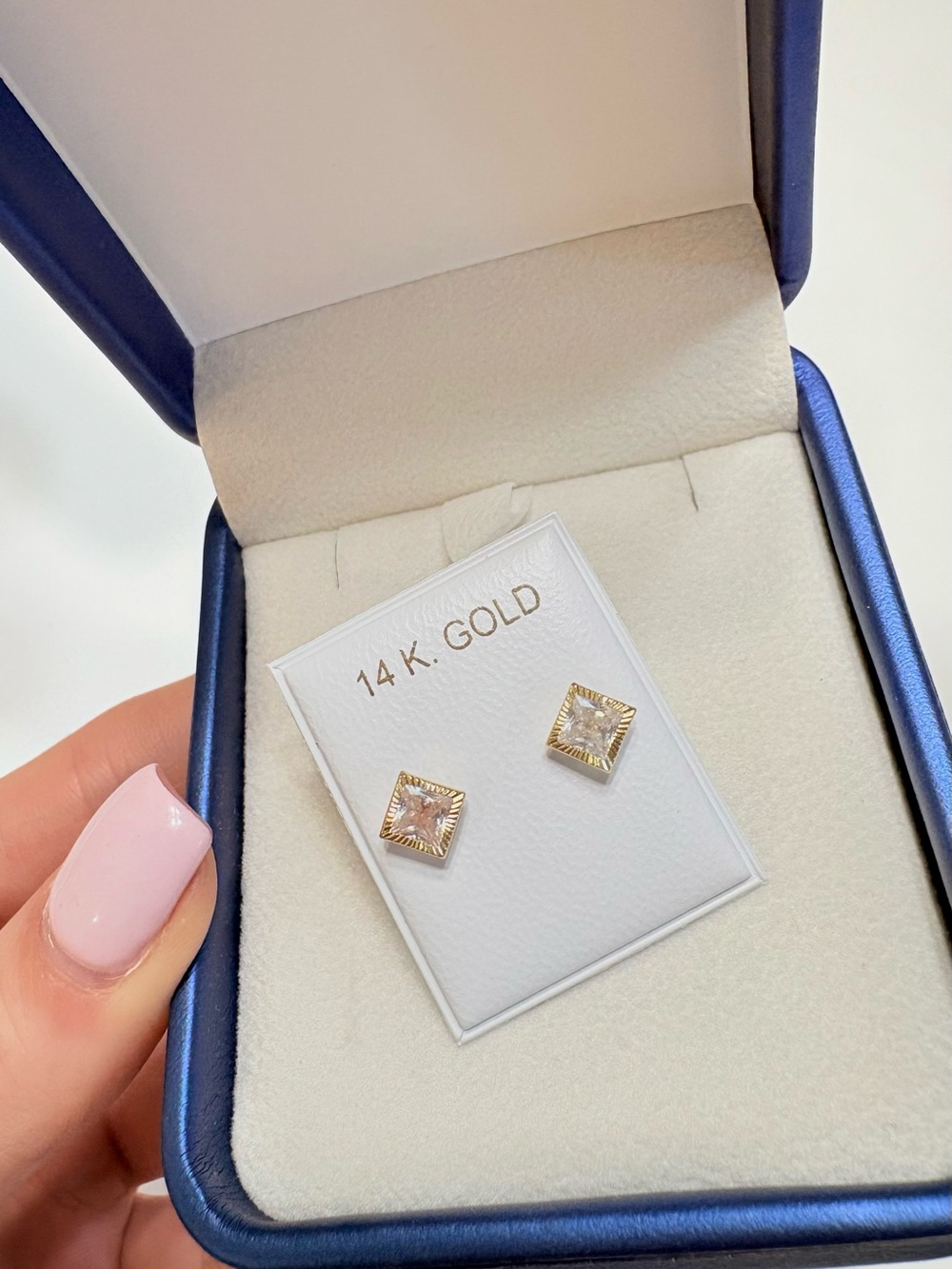 14K Gold Square Stud Earrings